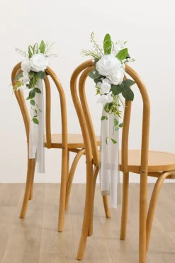 Wedding Aisle Decoration Pew Flowers in White & Sage (Set of 8)