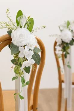 Wedding Aisle Decoration Pew Flowers in White & Sage (Set of 8)