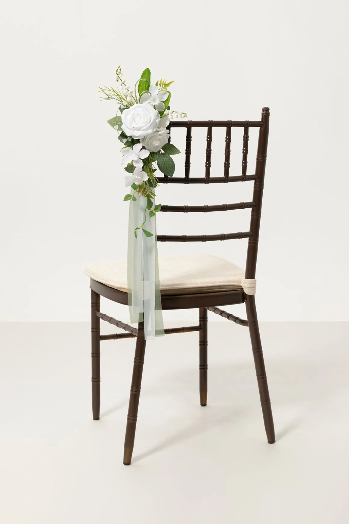Wedding Aisle Decoration Pew Flowers in White & Sage (Set of 8)