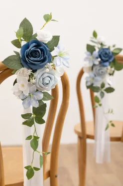 Wedding Aisle Decoration Pew Flowers in Dutch Blue & Powder Blue (Set of 2) | Clearance