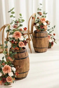 Wedding Aisle Runner Flower Arrangement in Sunset Terracotta