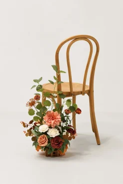 Wedding Aisle Runner Flower Arrangement in Sunset Terracotta