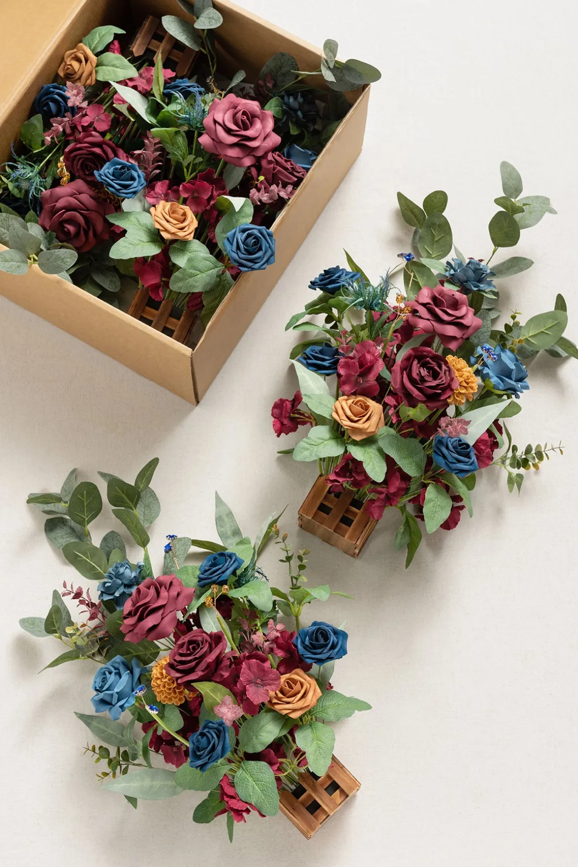 Wedding Aisle Runner Flower Arrangements in Burgundy & Navy | Clearance