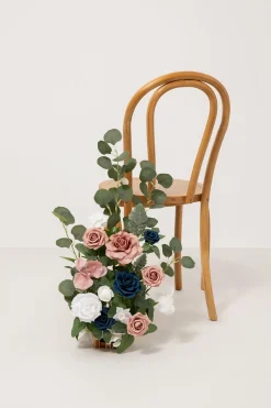 Wedding Aisle Runner Flower Arrangements in Dusty Rose & Navy