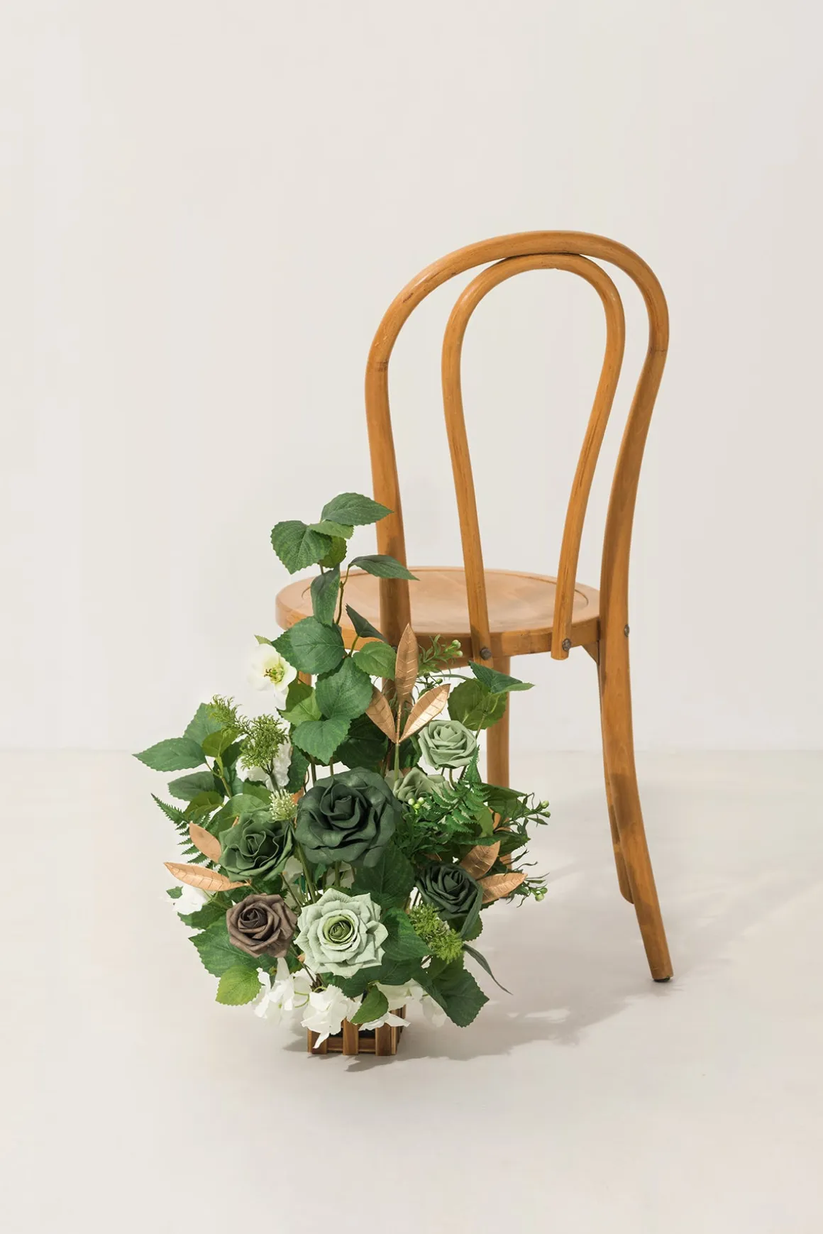 Wedding Aisle Runner Flower Arrangements in Forest Green & Gold | Clearance