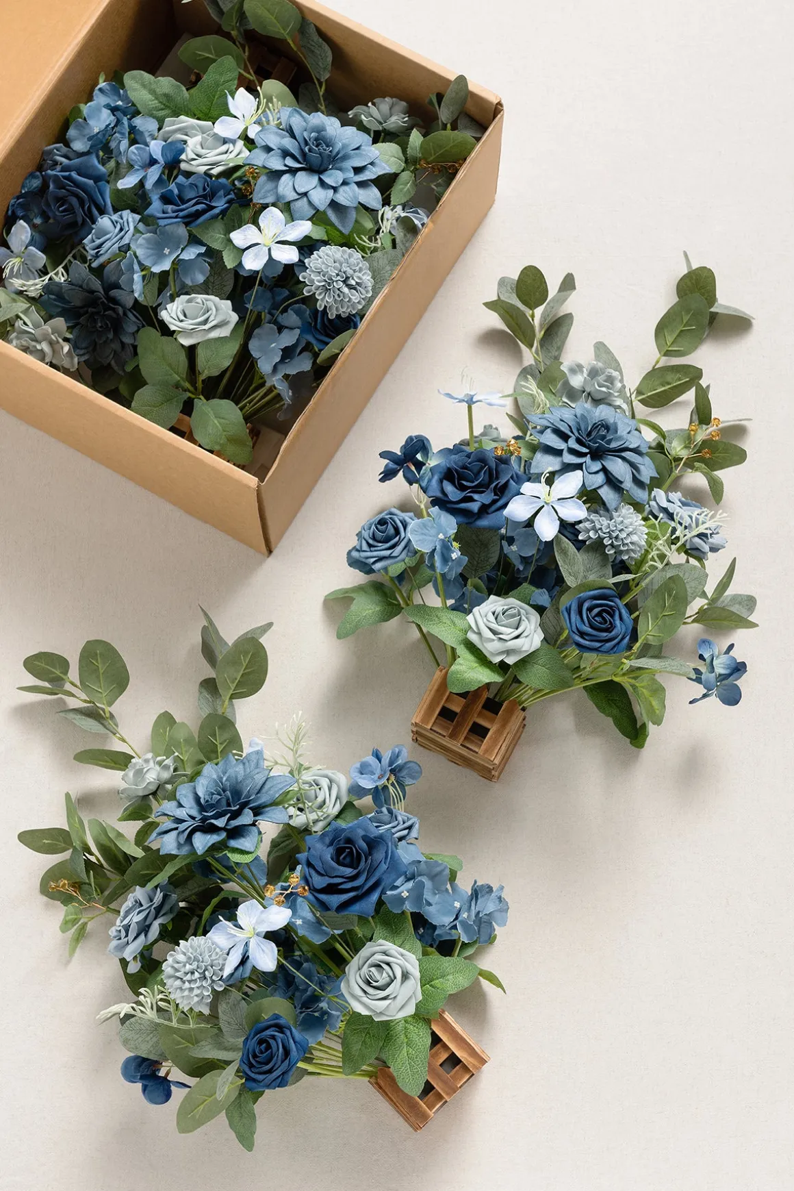 Wedding Aisle Runner Flower Arrangements in Dutch Blue & Navy Blue