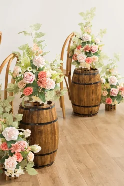 Wedding Aisle Runner Flower Arrangements in Garden Blush