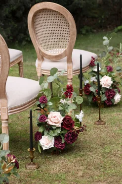 Wedding Aisle Runner Flower Arrangement in Romantic Marsala | Clearance