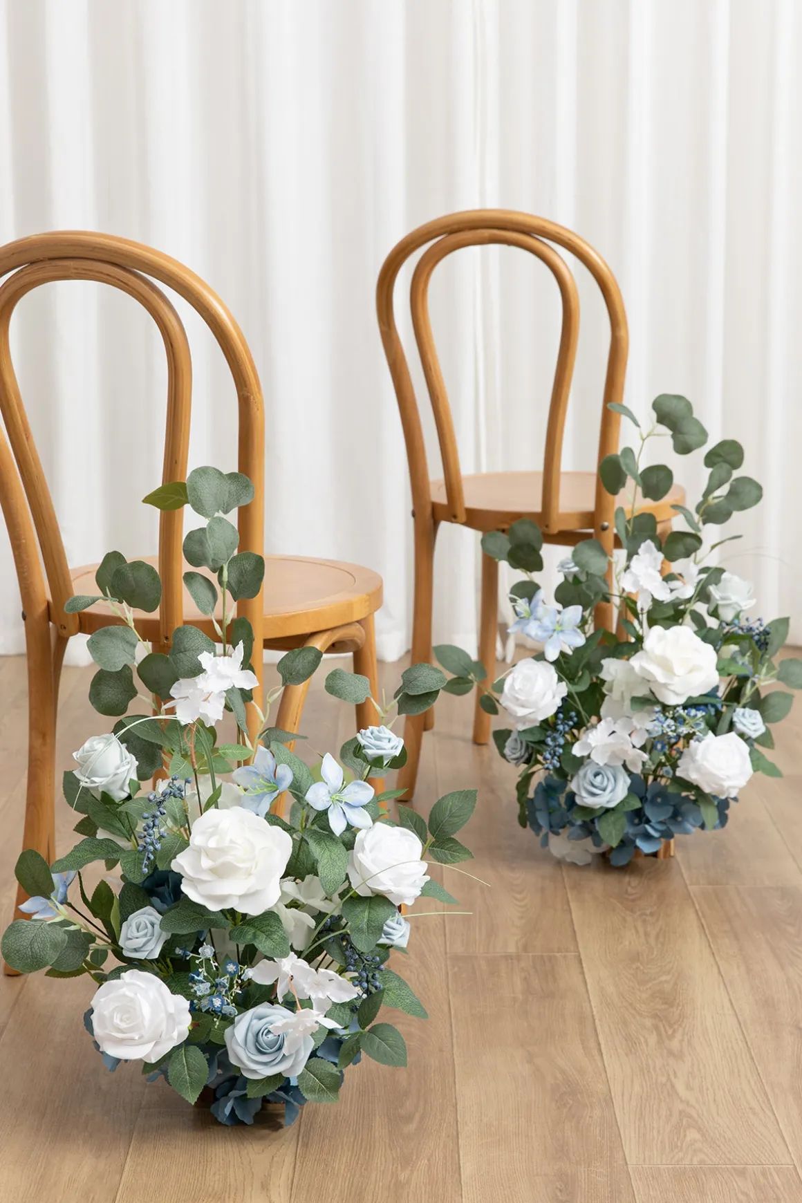 Wedding Aisle Runner Flower Arrangement in Dusty Blue & White | Clearance