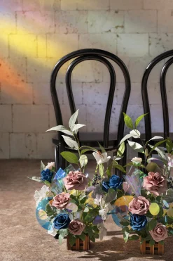 Wedding Aisle Runner Flower Arrangements in Dusty Rose & Navy