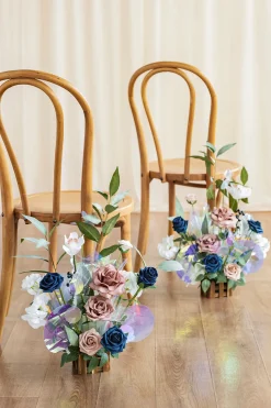Wedding Aisle Runner Flower Arrangements in Dusty Rose & Navy
