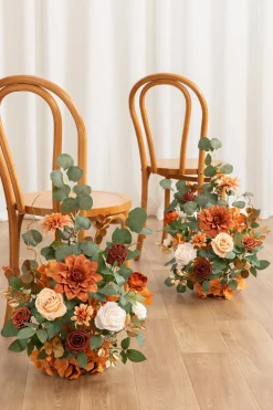 Wedding Aisle Runner Flower Arrangement in Caramel & Burnt Orange | Clearance