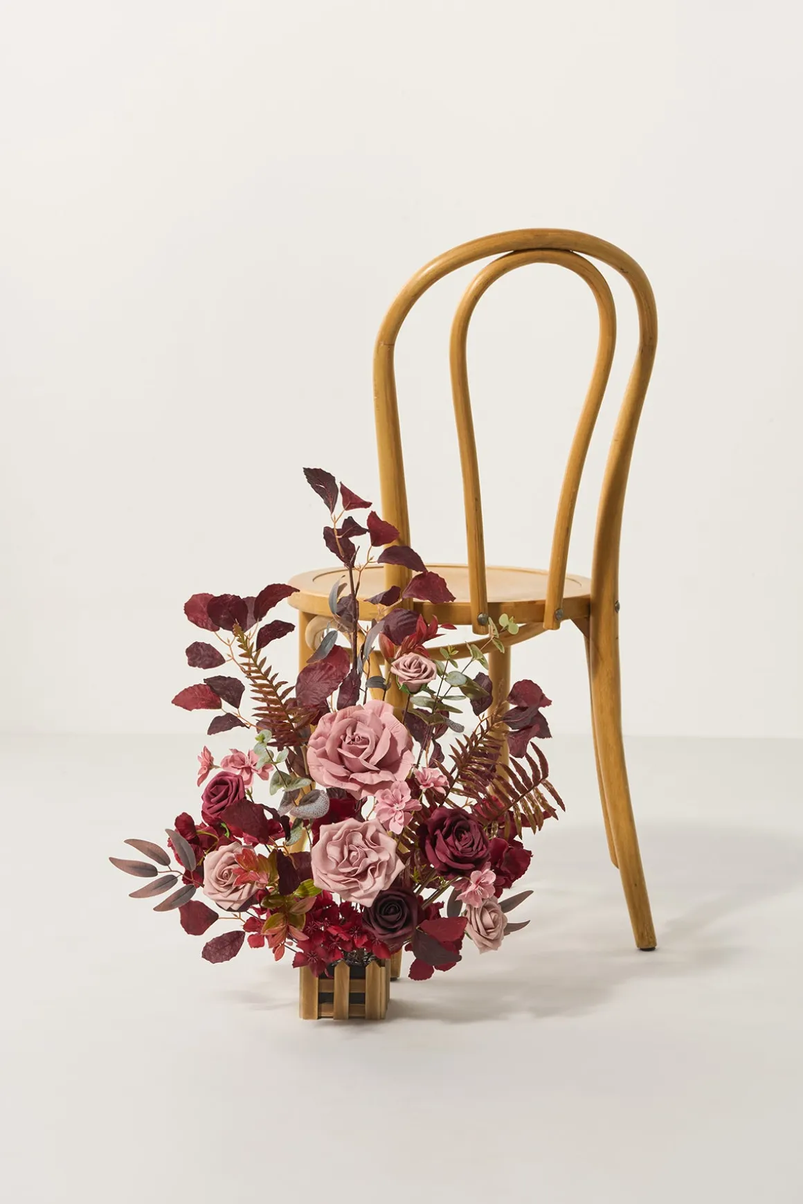 Wedding Aisle Runner Flower Arrangements in Burgundy & Dusty Rose | Clearance