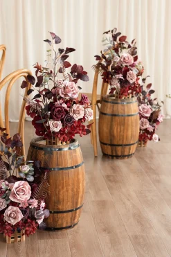 Wedding Aisle Runner Flower Arrangements in Burgundy & Dusty Rose | Clearance