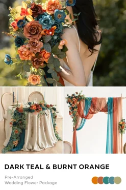 Wedding Flower Packages in Dark Teal & Burnt Orange