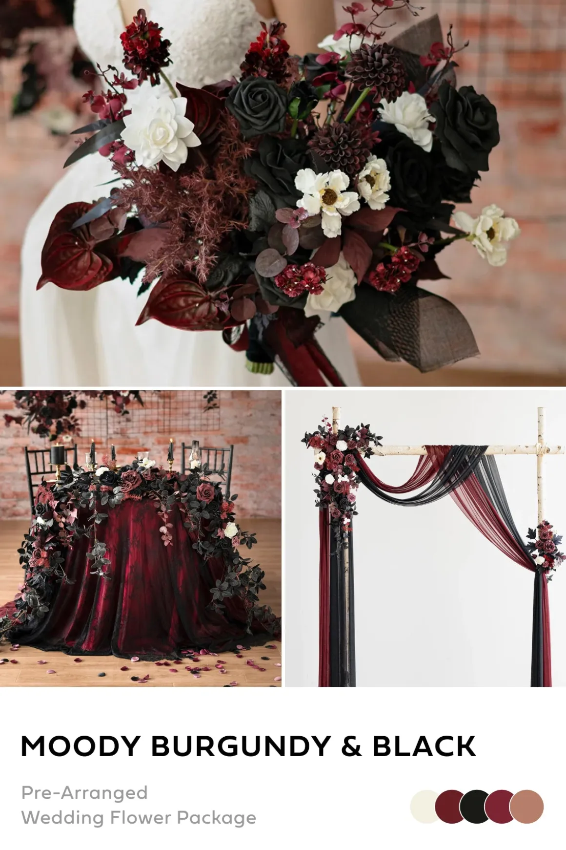 Wedding Flower Packages in Moody Burgundy & Black