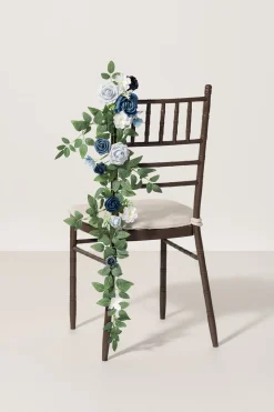Wedding Hanging Chair Back Decoration in Dusty Blue & Navy | Clearance