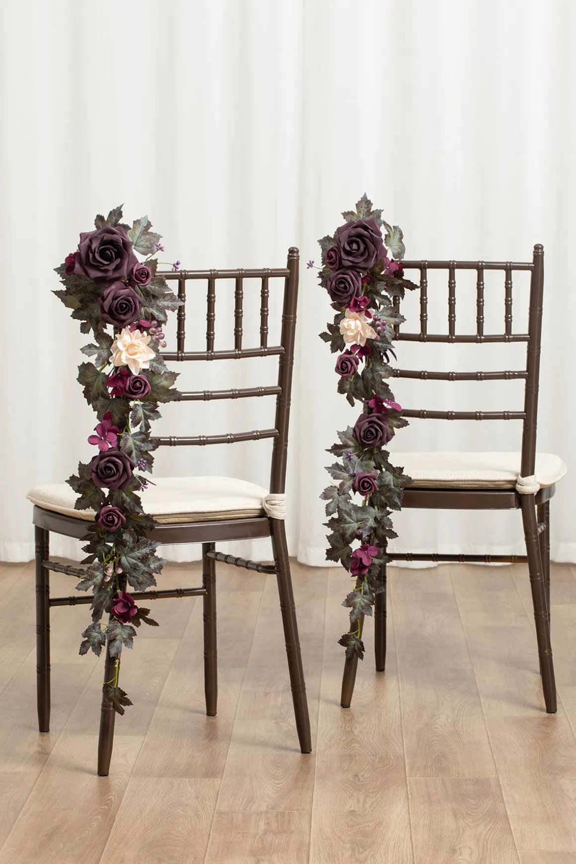 Wedding Hanging Chair Back Decoration in Plum Velvet Wedding | Clearance