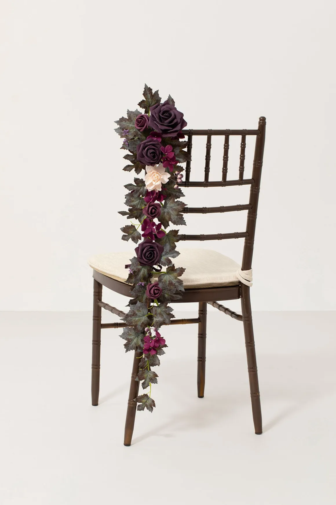 Wedding Hanging Chair Back Decoration in Plum Velvet Wedding | Clearance
