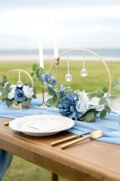 Wreath Hoop Centerpiece Set in Dusty Blue & Navy