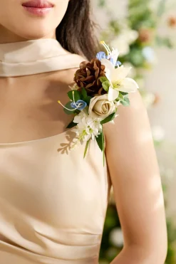 Wrist and Shoulder Corsages in Earth Brown & Tawny Beige | Clearance
