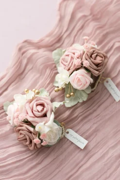 Wrist Corsages in Dusty Rose & Cream | Clearance