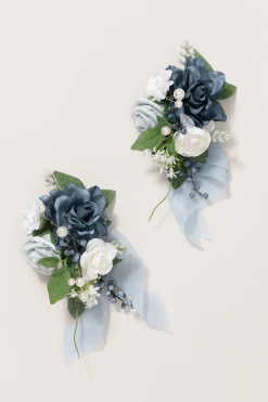 Wrist Corsages in Dutch Blue & White (Set of 2)