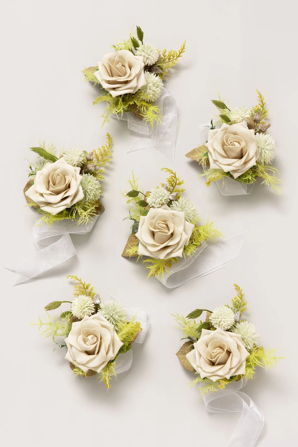 Wrist Corsages in Emerald & Tawny Beige | Clearance