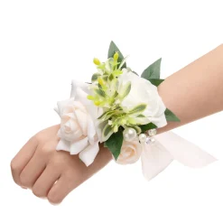 Wrist Corsages in Ivory & Cream (Set of 2)