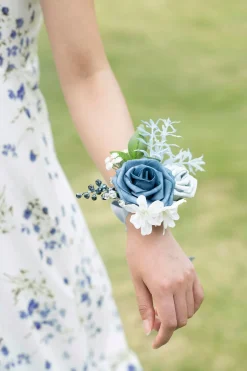 Wrist Corsages in Romantic Dusty Blue