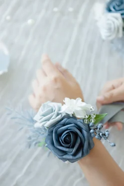 Wrist Corsages in Romantic Dusty Blue (Set of 2) | Clearance