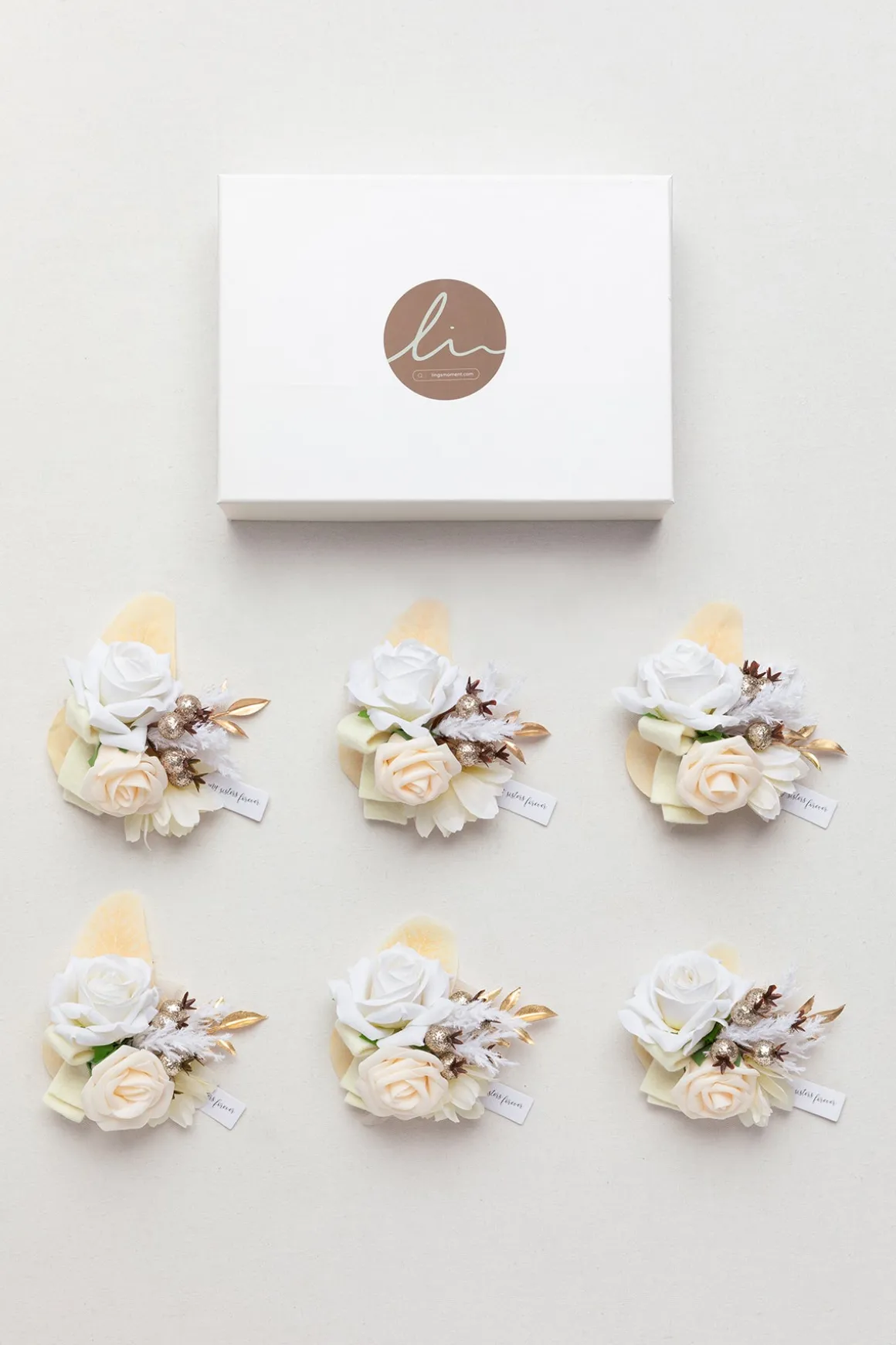 Wrist Corsages in White & Beige | Clearance